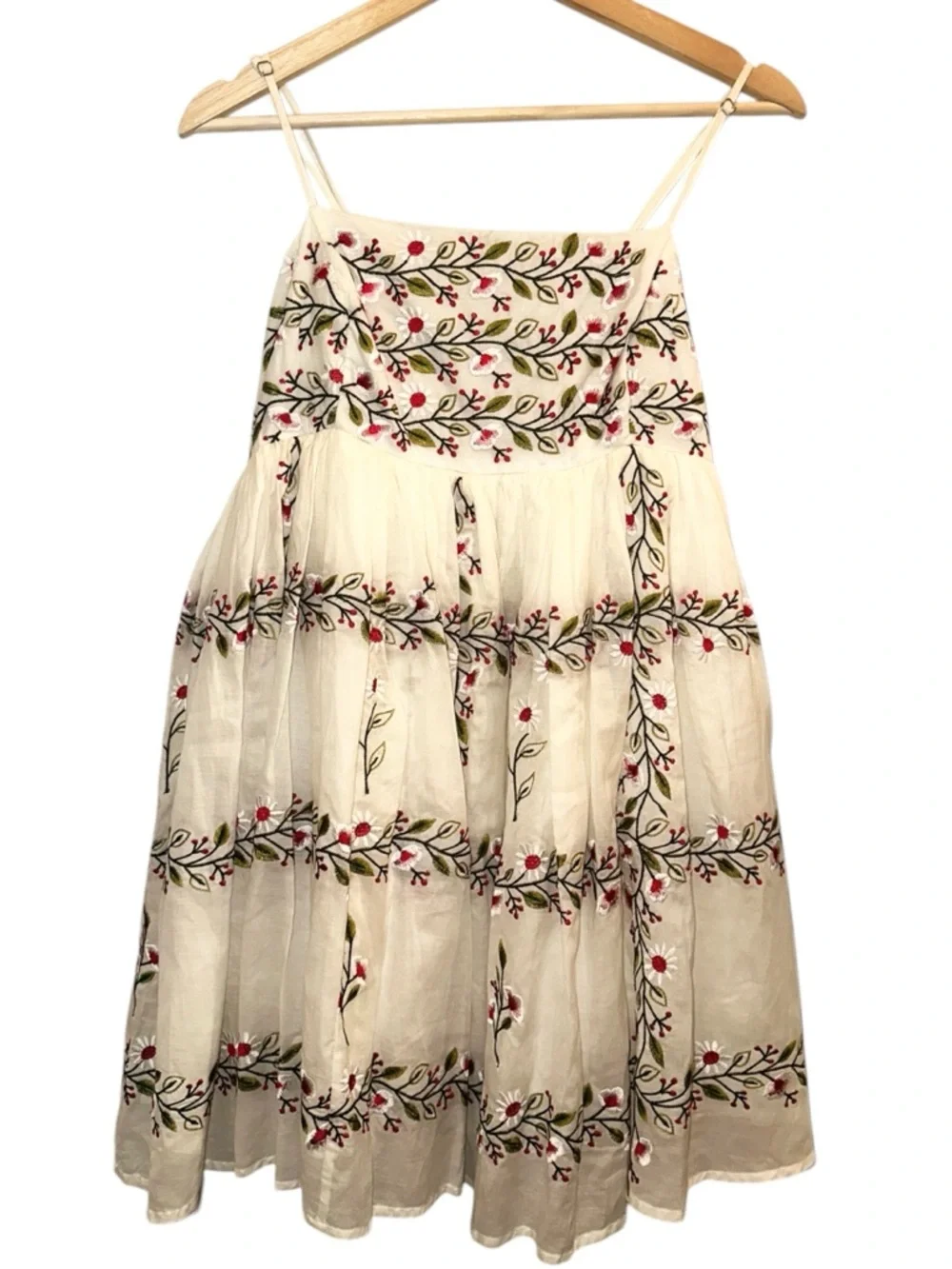 NWT Samant Chauhan X Anthropologie Cotton Embroidered Floral Cami Mini Dress